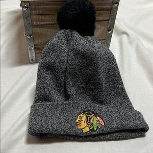 American Needle Blackhawks Gray Knit Beanie with Embroidered Logo